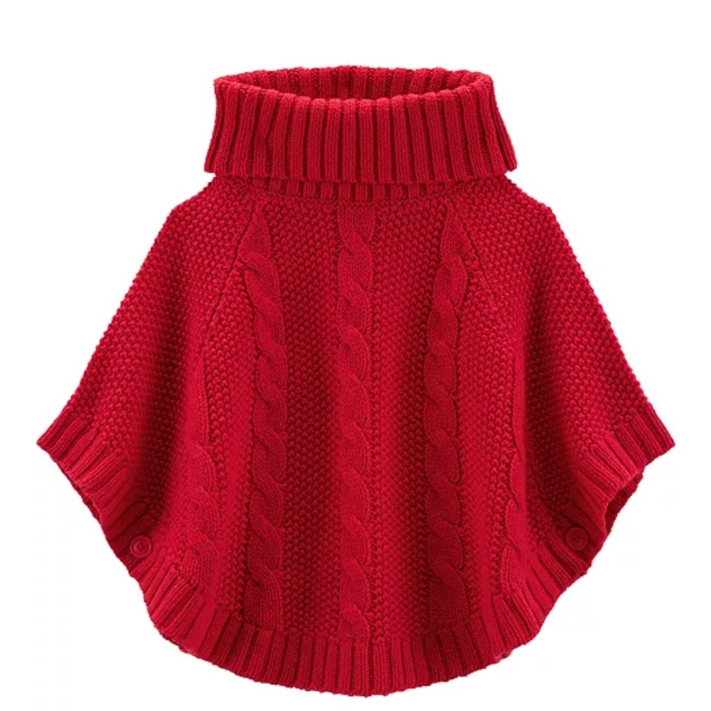 Carter’s Toddler Girls Cable Knit Vibrant Red‎ Poncho, Size  2T